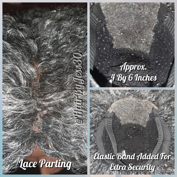 SOLD! Silver Gray & Dark Brown Synthetic Lace Wig - Picture 3 of 4